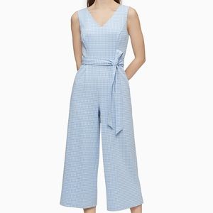 Calvin Klein Blue Gingham Jumpsuit (Size 6)